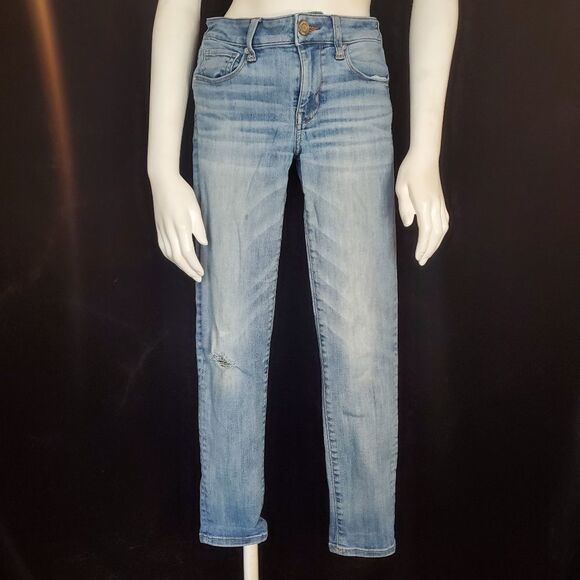 American Eagle Outfitters Skinny Distressed Blue Jeans (2S) - Picture 2 of 7